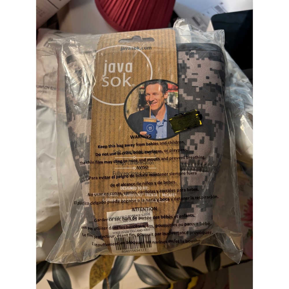 Java Sok Reusable Insulating Sleeve Iced Coffee Tea Soda Digital Camo